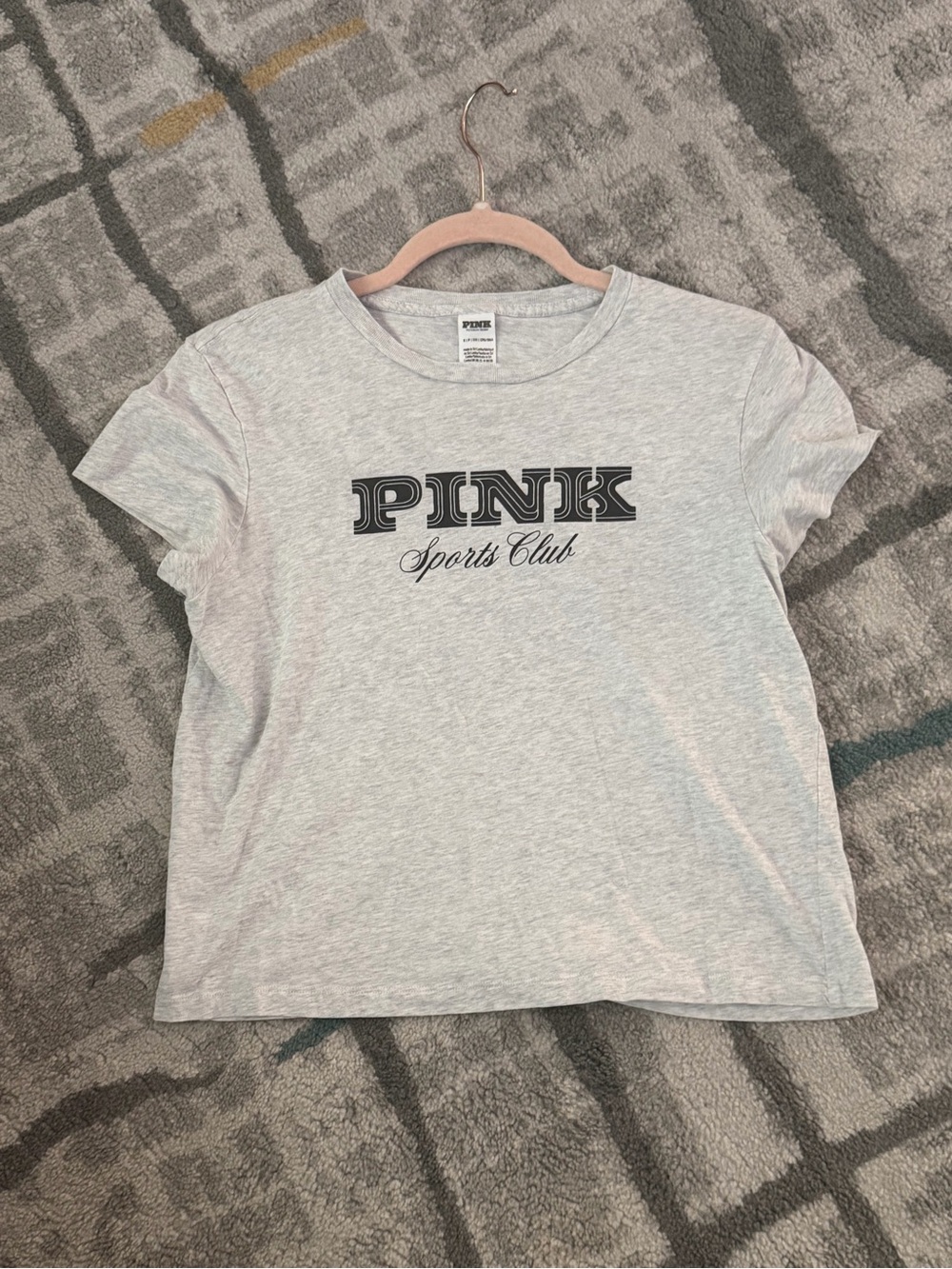PINK Victoria's Secret Light Gray Crewneck Logo Tee
